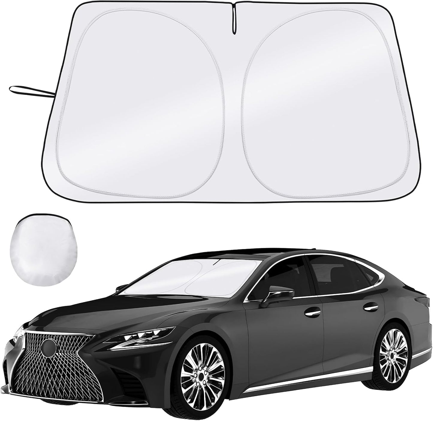 Car Windshield Sun Shade, Foldable Front Window Sunshade Blocks UV Rays, Keep Car Interior Cool, Universal Fit for Hatchback, Truck, SUV, MPV