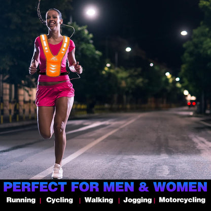 GoxRunx Reflective Running Vest Gear with Reflective Bands for Women Men Safety Reflective Vest for Walking Running Cycling at Night