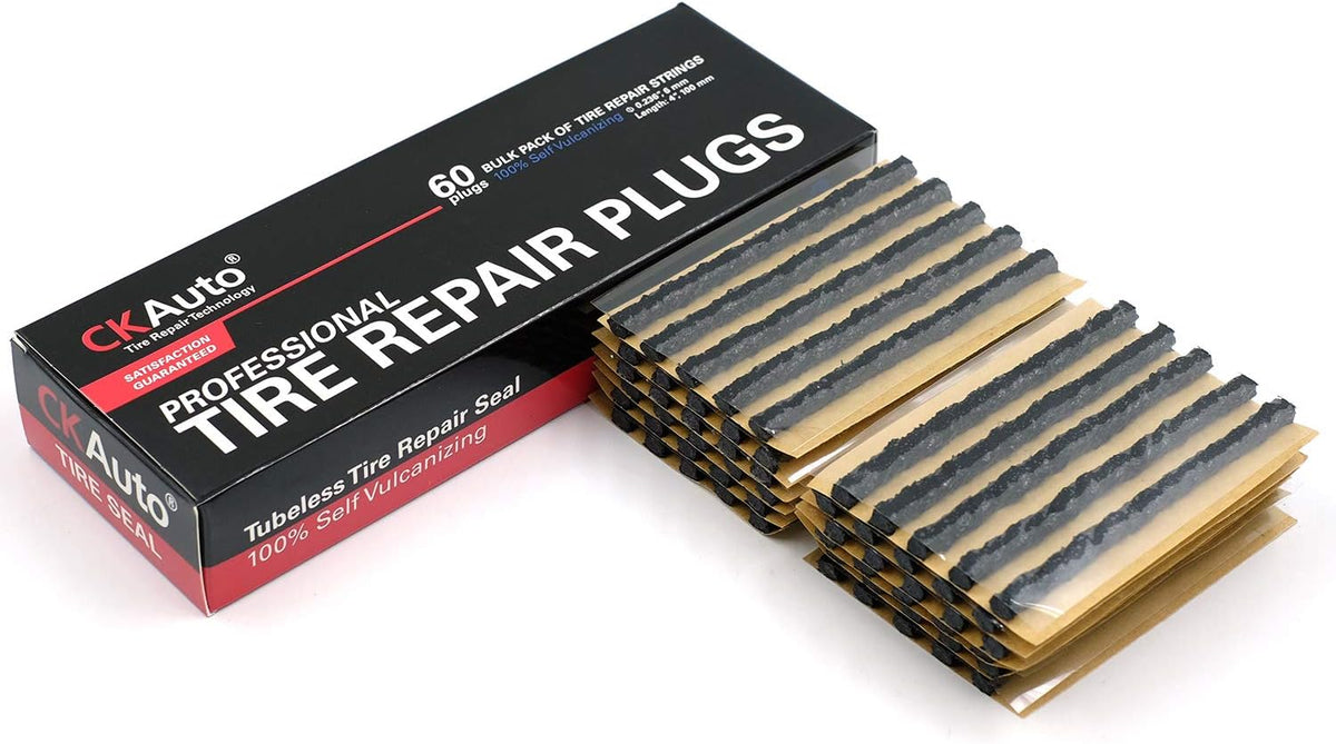 CKAuto 30pcs 4" Black Tire Repair Strings, Automotive Tool Tire Repair Plugs for Tubeless Off-Road Tires Car, Bike, ATV, UTV, Wheelbarrow, Mower