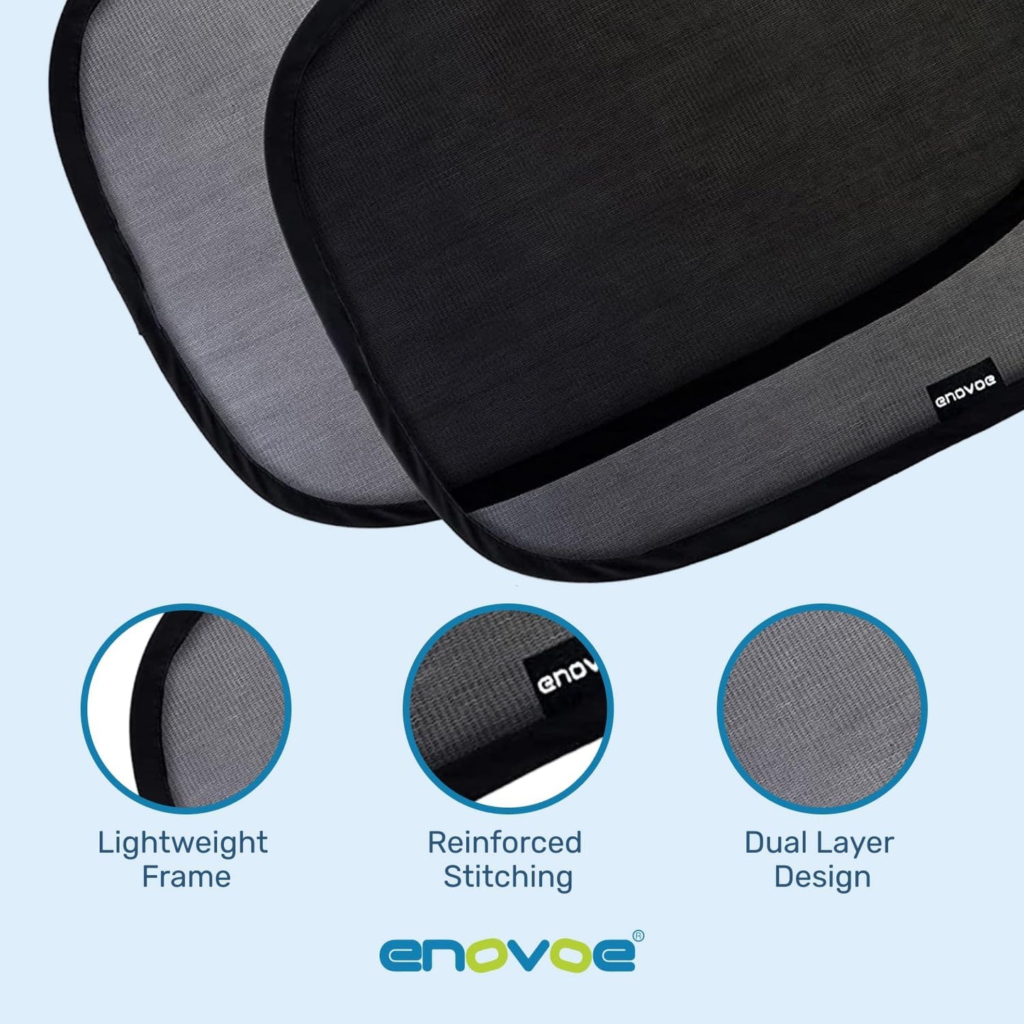 Enovoe Car Window Shades for Baby (4 Pack) - 21"x14" - Sun Shade Blocker, Cling - Glare Shield and UV Rays Protection for Your Child - Side Windows Screens for SUV- Mesh Window Shades for Car Baby