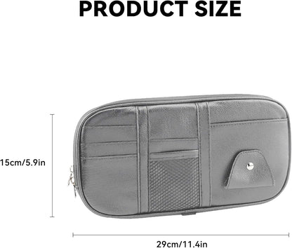 Car Sun Visor Organizer, Sunglass Holder and Storage Pocket, Card Cash Pouch with Multi-Pocket Net Zipper, Case Bag for License Pen Key, Auto Accessories for Truck, SUV, Van (Purple)