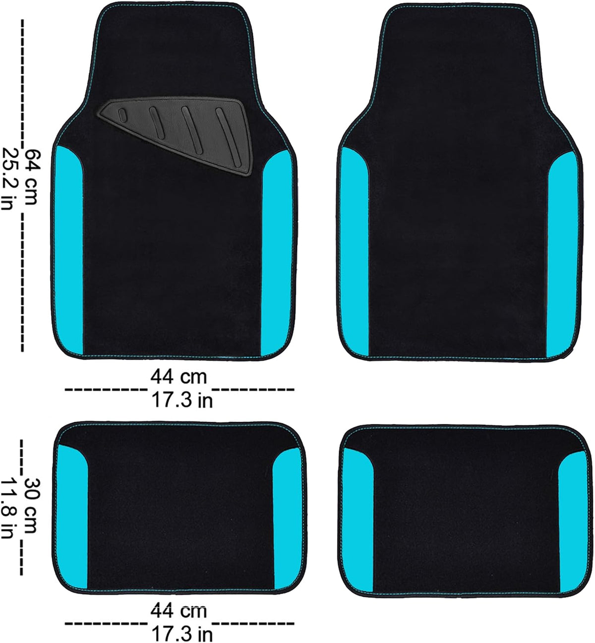 CAR PASS Rainbow Waterproof Universal Fit Faux Leather Car Carpet- Anti-Slip Nibbed Backing Floor Mats for SUV, Vans,Sedans,Trucks, Automotive Set of 4 for Women (Black with Red)