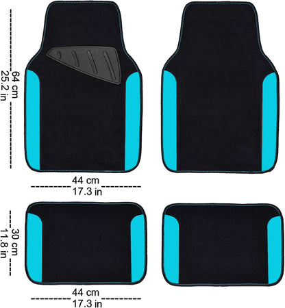 CAR PASS Rainbow Waterproof Universal Fit Faux Leather Car Carpet- Anti-Slip Nibbed Backing Floor Mats for SUV, Vans,Sedans,Trucks, Automotive Set of 4 for Women (Black with Red)