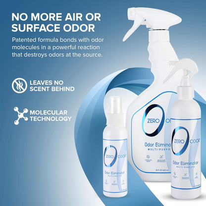 Zero Odor Multi-Purpose Odor Eliminator - Eliminate Air & Surface Odor – Patented Technology Best for Bathroom, Kitchen, Fabric, Closet- Smell Great Again, 8oz (Over 1000 Sprays)