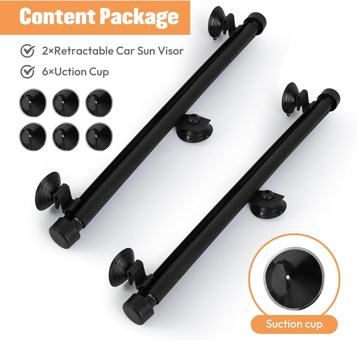 2 Pack Car Side Window Sun Shade - Retractable Car Roller Sunshadewith Reinforced Suction Cups, Drop Down UV Interior Sunshade, Stroller Window Sunshade (15" x 17")