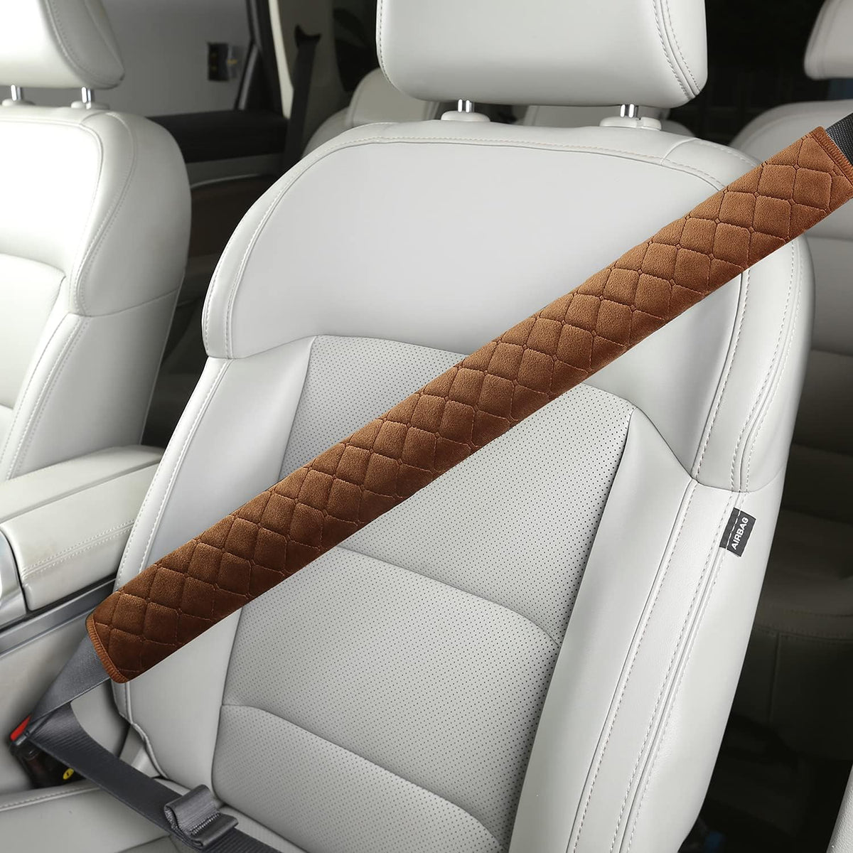 HighnessHwoo Extra Long Seatbelt Covers for Adults Kids Women & Men, Soft Car Seat Belt Strap Cushion for Sedan, SUV, Trucks, Shoulder Neck Chest Protector Pads, Auto Accessories, 1pc, Gray, 25.5in