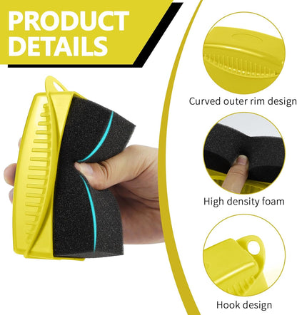 2PCS Tire Dressing Applicator, Car Tire Applicator Dressing Shine Sponge, Reusable Tire Dressing Applicator Pads with Lid, Wheel Applicator Foam for Car Detailing Cleaning (Gray)