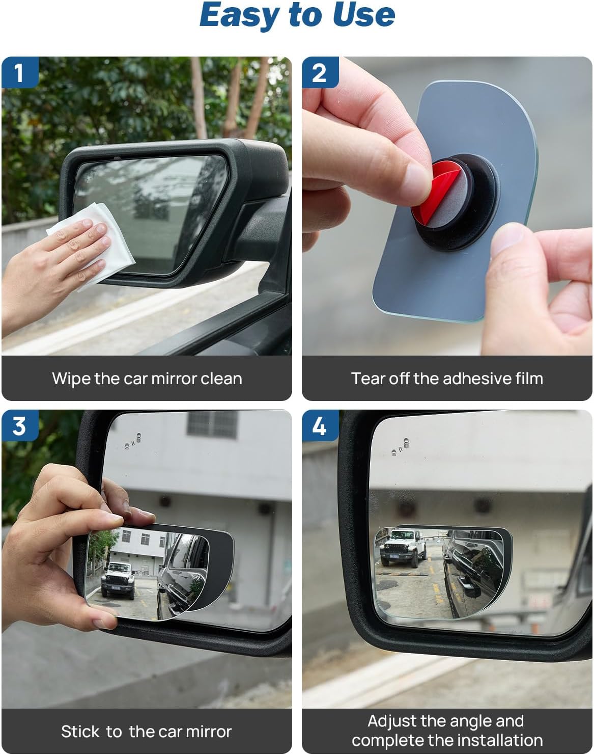 JOYTUTUS Blind Spot Mirror 2 Pack HD Frameless Convex Glass for Wide Angle View and Safer Lane Changing Compatible with Cars SUVs Trucks RVs Easy Stick On & Long Lasting Durability