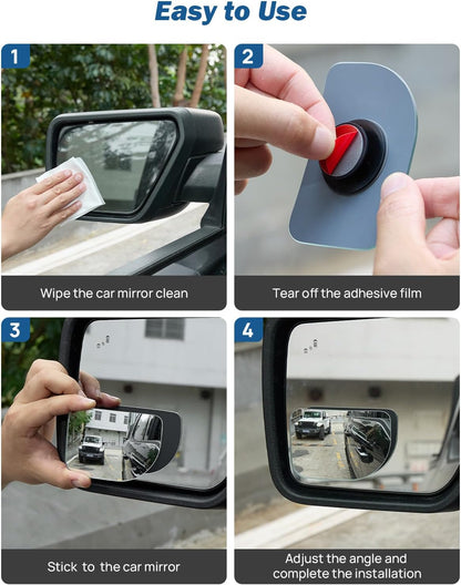JOYTUTUS Blind Spot Mirror 2 Pack HD Frameless Convex Glass for Wide Angle View and Safer Lane Changing Compatible with Cars SUVs Trucks RVs Easy Stick On & Long Lasting Durability