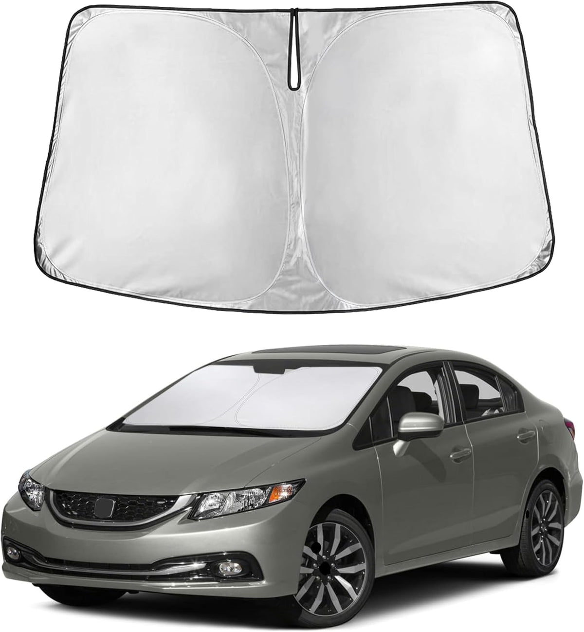 EcoNour Car Windshield Sun Shade | 2025 Upgraded Innovative No-Light-Pass Technology for Maximum Coverage | Foldable Sun Shade Keeps Your Vehicle Cool | Must-Have Car Accessories | Small (59" x 29") - Colors F