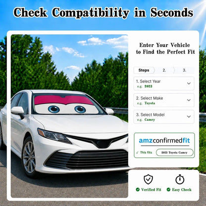 Car Windshield Sun Shade, Funny Cartoon Eyes Sun Visor for Car Windshield Universal Fits Sedan Compact Car Hatchback SUV, UV Heat Protection - 59 x 27.5