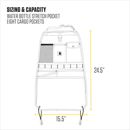 Carhartt Universal Nylon Duck Automotive Seat Back Organizer, Organization for Work and Kids, Black