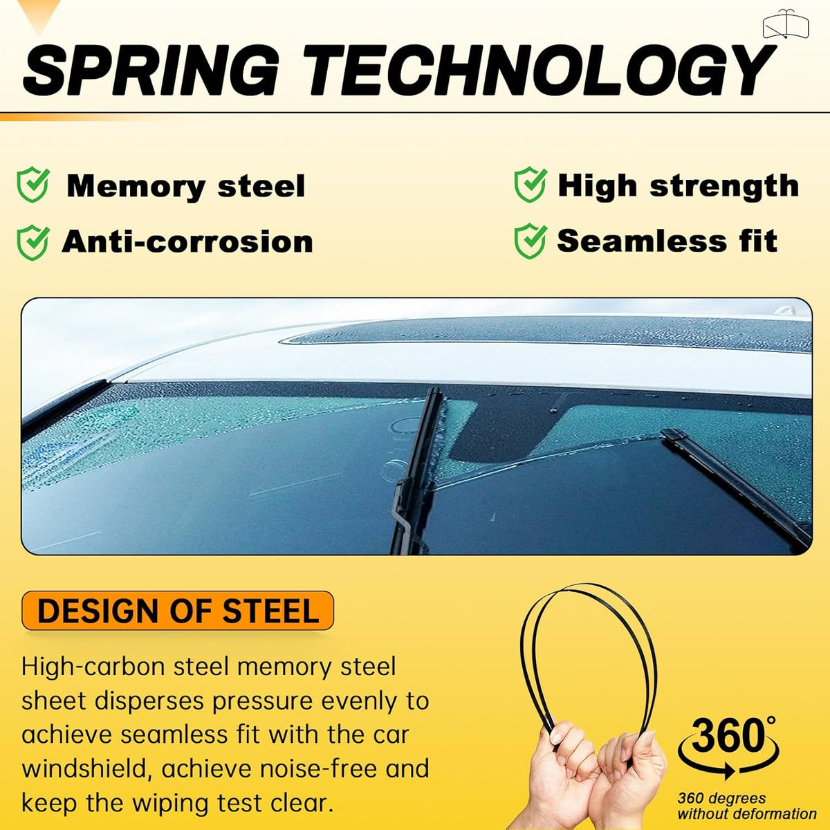 AUTOBOO 26" and 16" Windshield Wipers Blades (Pack Of 2),OEM Quality Premium All-Seasons Wiper blades,Stable and Quiet wiper blades - Colors A