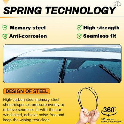 AUTOBOO 26" and 16" Windshield Wipers Blades (Pack Of 2),OEM Quality Premium All-Seasons Wiper blades,Stable and Quiet wiper blades - Colors B