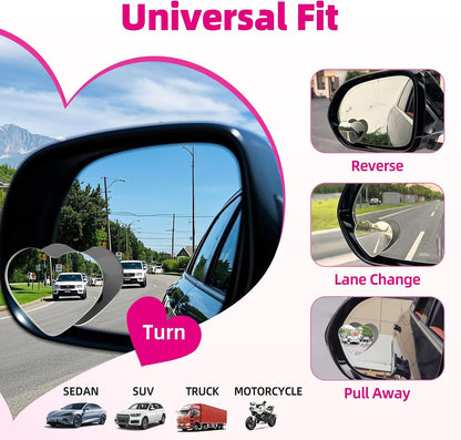 Blind Spot Mirror for Car (2 Pack) - HD Frameless Wide-Angle Convex Mirror for Side View Mirrors Blindspot - 2 Inch Round Self Adhesive Angle Adjustable Blind Spot Mirrors for Car, SUV, Trucks