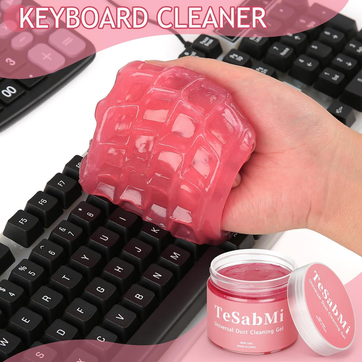 TeSabMi Car Cleaning Gel Car Cleaning Putty Car Putty Car Interior Cleaner Car Slime Car Detailing Kit Car Accessories Gifts for Dad Men Him Women Stocking Stuffers Pink