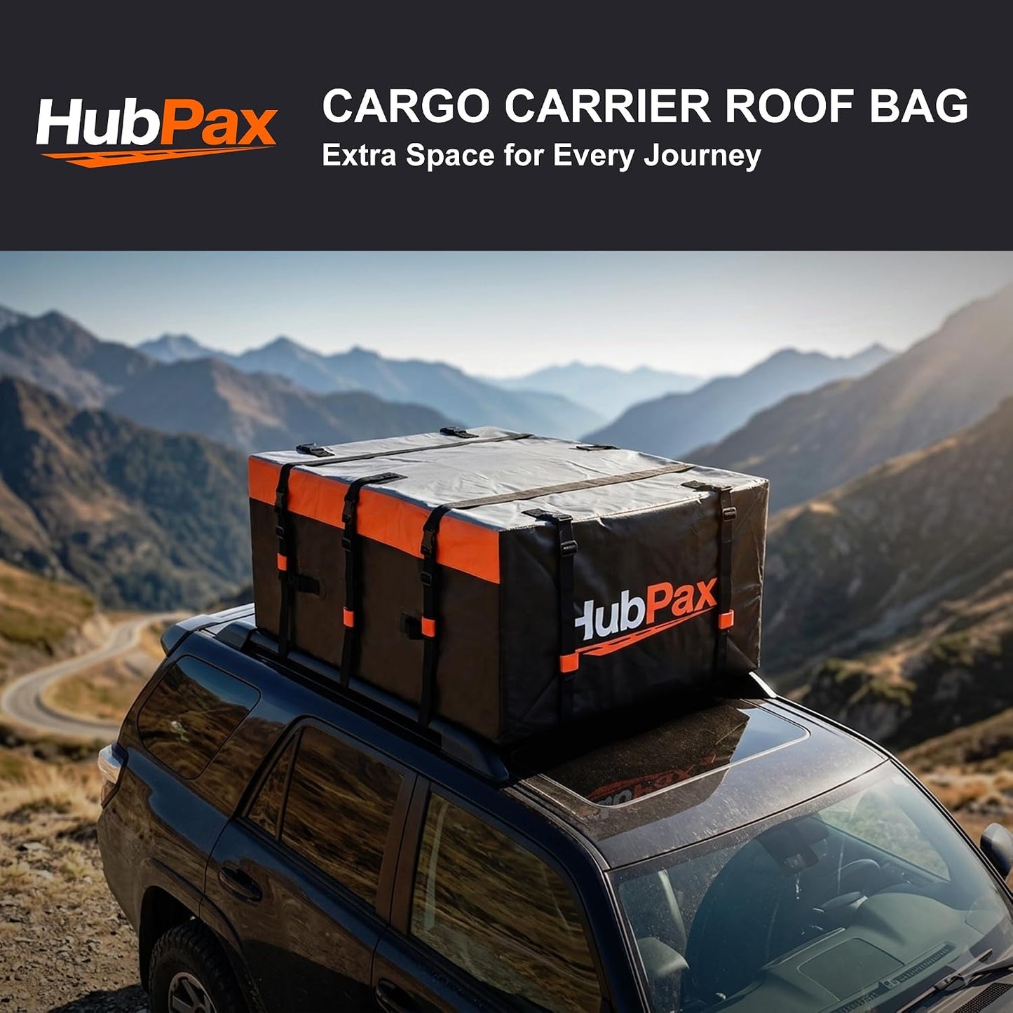 21 Cu Ft. Car Rooftop Cargo Carrier Bag Car Roof Top Bag Cargo Carrier | Fit All Vehicle with/Without Rack, Includes Anti-Slip Mat, 8 Reinforced Straps, 6 Door Hooks, Luggage Lock