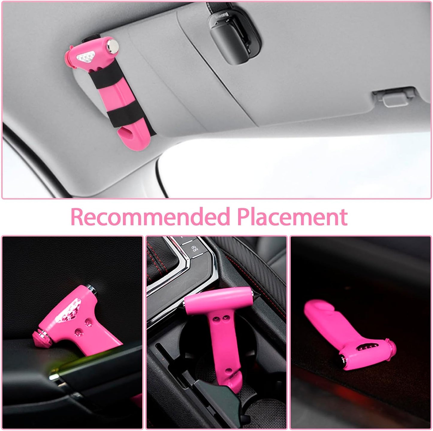 MOTORBUDDY 2-Pack Car Safety Hammer Seatbelt Cutter, Auto Emergency Escape Hammer with Window Glass Breaker and Seat Belt Cutter, Striking Red Escape Tool for Car Accidents