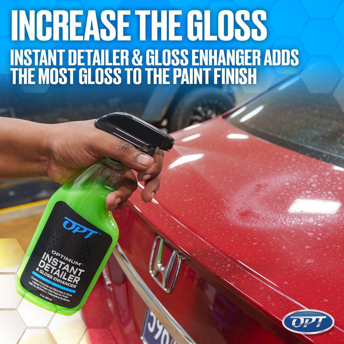 Optimum Instant Detailer and Gloss Enhancer - Auto Detailing Quick Detailer Spray for Gloss and Shine, Safe for Cars, Trucks, Motorcycles, RVs (17 Oz)