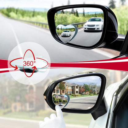 LivTee Blind Spot Mirrors, HD Glass Frameless Convex Rear View Mirrors, Wide Angle Adjustable Stick for Side Mirror, Automotive Exterior Accessories for Car, SUV & Trucks, Pack of 2