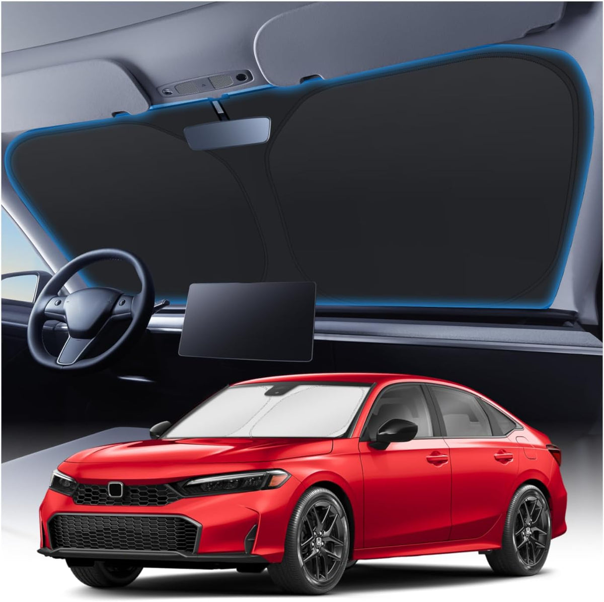 KUST Windshield Sun Shade for Toyota RAV4 2019-2022 2023 2024 2025 2026 Window Accessories Shade Sun Visor Cover Foldable Block UV Rays - Colors D