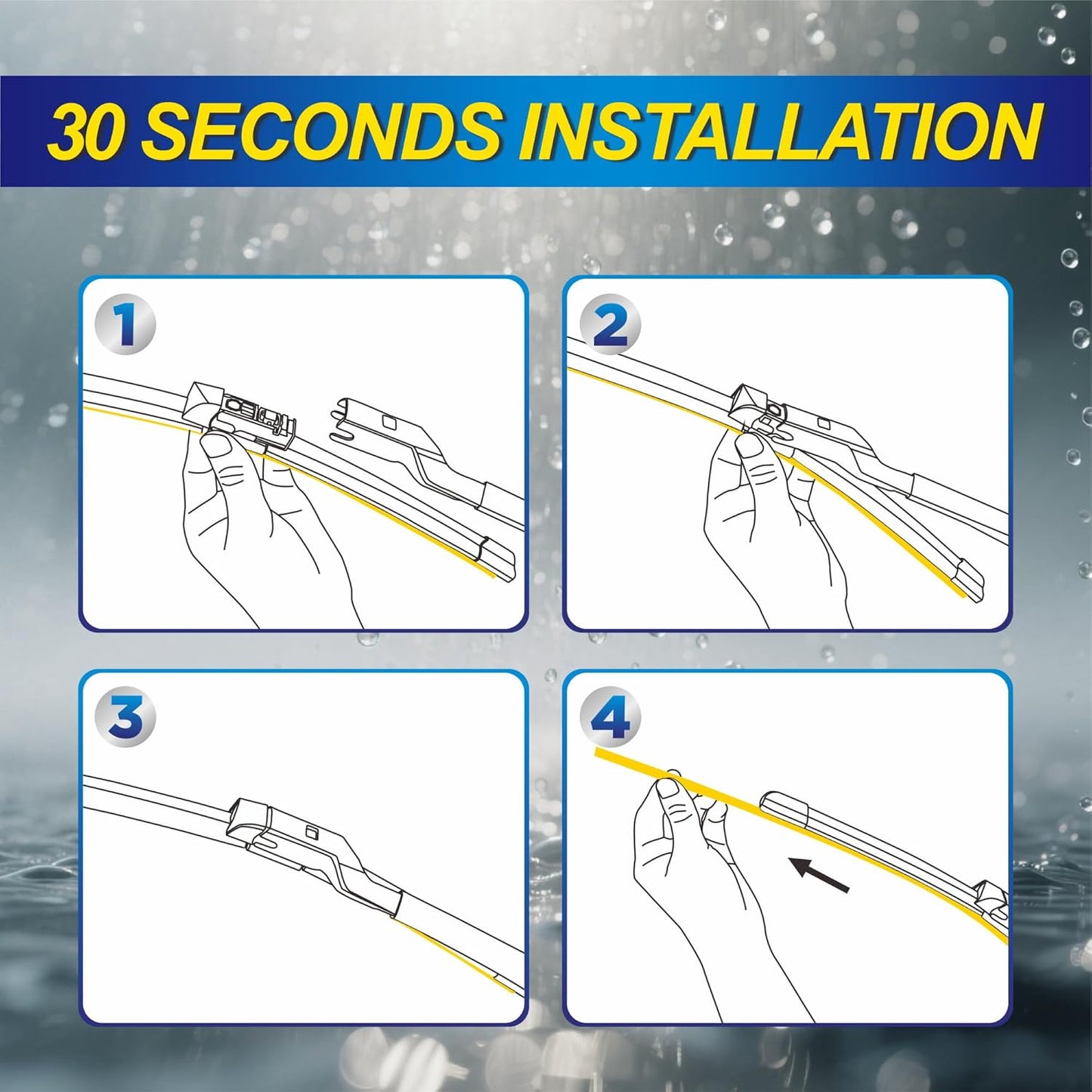 5 PLUS® Silicone Windshield Wipers Replacement for 2019-2024 Toyota RAV4/ 2006-2015 Mazda 5 Wiper Blades(Set of 3), Windshield Wiper Blades For My Car-26"/16"/12" - Colors A