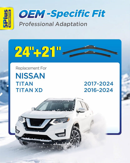 5 PLUS 26"+17" Windshield Wipers Blade Replacement for Nissan 02-06 19-24 Altima/07-12 20-24 Sentra/20-24 Versa Wiper Blades-Front All-Weather Wiper Blades Exact fit J-Hook Type (Pack Of 2)