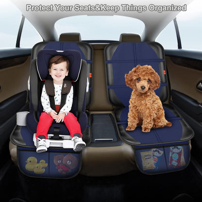 XHYANG Car Seat Protector,Auto Car Seat Protectors Baby Carseat Waterproof & Durable 600D Fabric for Child Baby Car Seat Mat Vehicle Pet Cover 2 Storage Pockets (2 Pack)