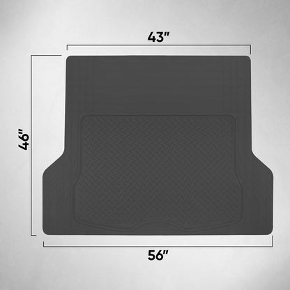 Motor Trend FlexTough 4-Piece Heavy Duty Floor Mats for Cars Trucks SUVs, Automotive Floor Mats Car Mats Full Set Front, Rear & Cargo, Trim-To-Fit Semi-Custom Deep Dish All Weather Rubber Mats - Black
