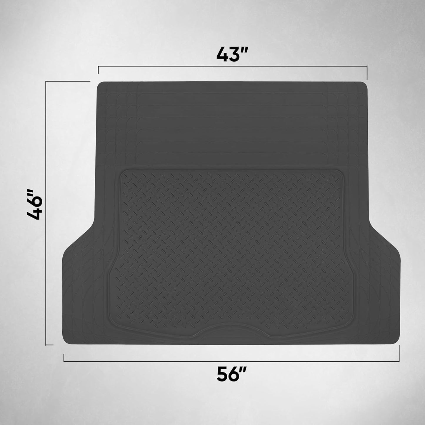 BDK Trim-to-Fit Heavy Duty Cargo Mat - Universal Rubber Trunk Liner for Car, SUV, Van & Truck - Waterproof, Non-Slip, All-Weather Protection, Durable Cargo Floor Mat - 54" x 43.5" x 0.25" - Black