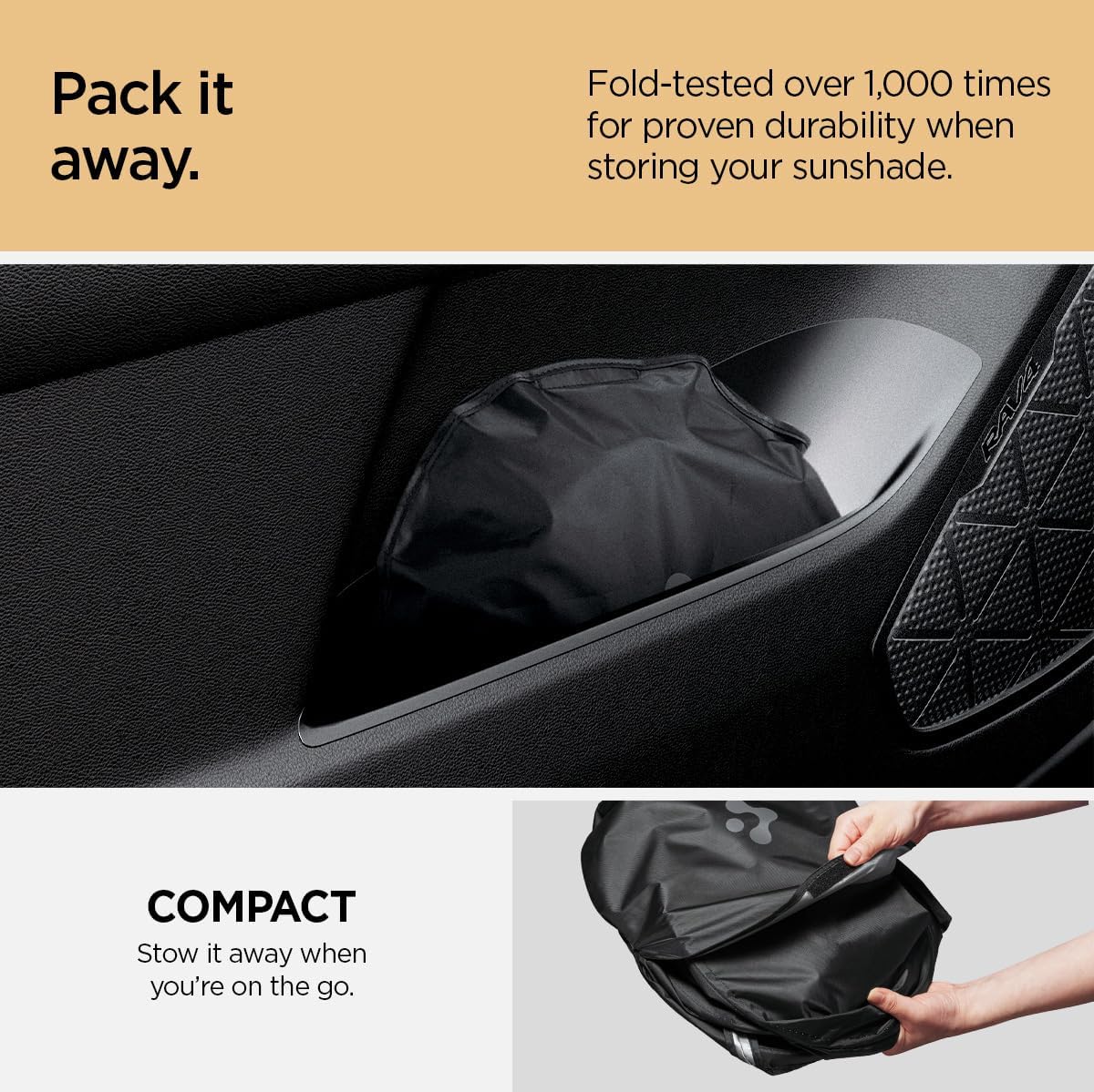 Spigen ZeroGap Windshield Sunshade for Tesla Model Y & 3, Maximum UV & Heat Protection, Dual Layer with Pocket | Car Accessories for Model Y Juniper, Model Y L, Model 3 Highland | Gift for Tesla Owner