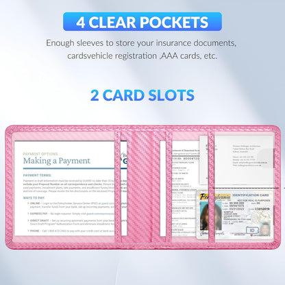 Car Registration and Insurance Card Holder，Vehicle Glove Box Car Organizer，Accessories Case for Storing Driving Licences, Cards, Documents