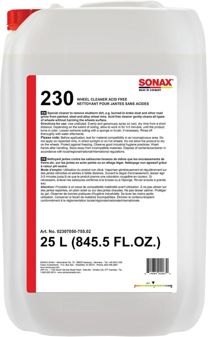 SONAX Wheel Cleaner Plus 230400 | Non-Acid, Color-Changing Rim Cleaner for Brake Dust, Grime, and Dirt Removal | Safe for All Wheels and Finishes | Powerful Deep Cleaning Formula | 750ml (25oz)