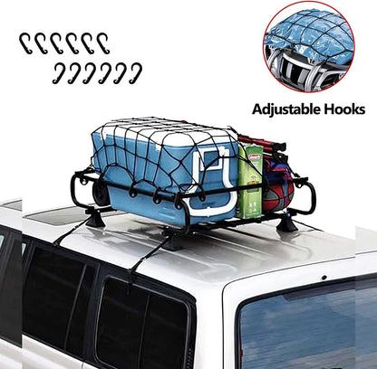 Cargo Net 4' x6' Stretches to 8' x 12' Truck Cargo Net for Pickup Truck Bed- Small 4"x4" Mesh Grid Super Duty Bungee Heavy Duty Bed Netting with 12 Adjustable Metal Carabiners by Cenipar