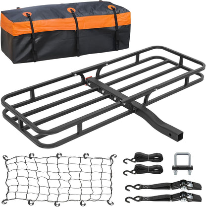 WEIZE 64" x 39" x 5" 200lb Heavy Duty Roof Rack Carrier Basket with Waterproof Bag, Cargo Net and Ratchet Straps, Universal Car Top Luggage Holder for SUV, Truck