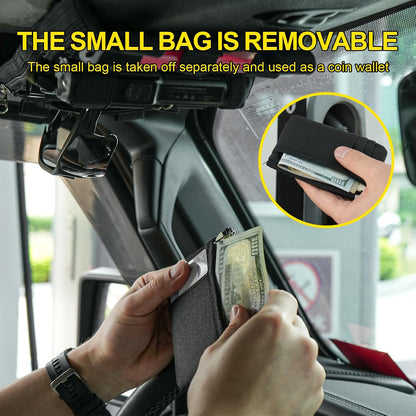 1 Pack Multi-Functional Car Sun Visor Organizer With Micro ID Carrier Pocket, Molle Tactical Visor Organizer Bag,Truck Visor Organizer Auto Accessories Sunglass Holder