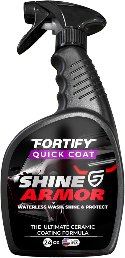 SHINE ARMOR Fortify Quick Coat: 3-in-1 Waterless Car Wash Spray with Ceramic Coating - Car Wax, Paint Protector, and Cleaner for Trucks, Bikes and SUVs, Made in USA, 16floz
