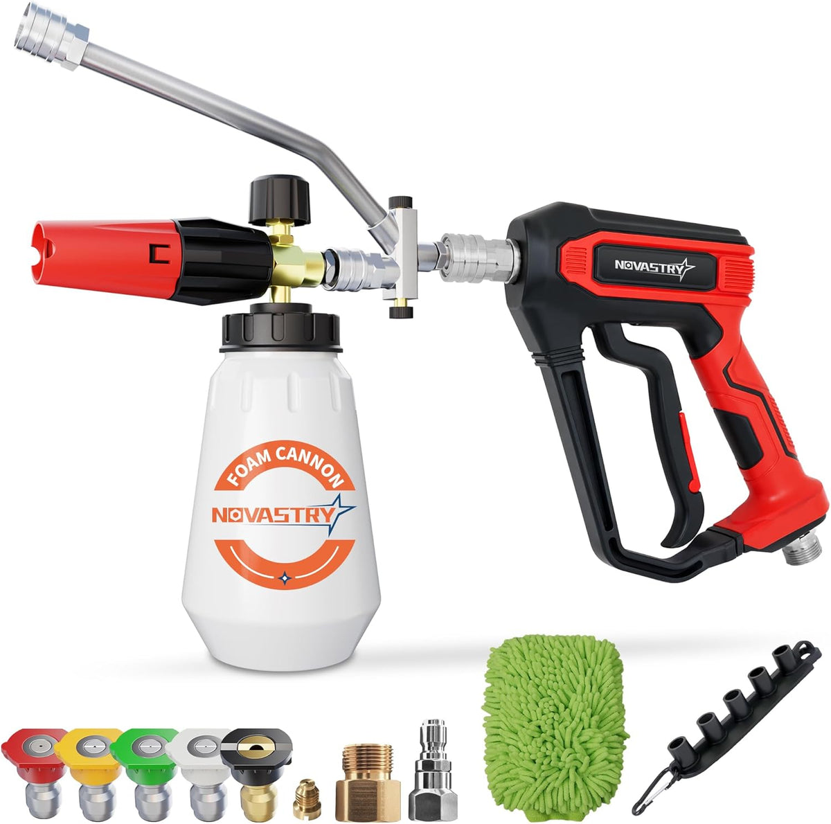 Pressure Washer Foam Cannon Gun & Sprayer Kit, Car Wash Kit, 5 Adjustable Nozzles, 1/4" Quick Connect, Fits for 1000-4000 PSI, Includes Foam Sprayer & Accessories