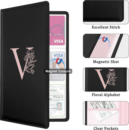 Letter Car Registration and Insurance Holder, with Magnetic Closure for License, Cards and Documents,Vehicle Glove Box Car Organizer, Interior Car Accessories for Women Men (M)