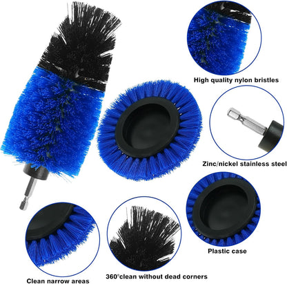 8 Pcs Drill Brush Attachment Set, Power Cleaning Scrub Brush Kit with Extend Long Attachment, All Purpose Drill Scrub Brushes for Car, Grout, Floor, Tub, Bathroom and Kitchen (Yellow)