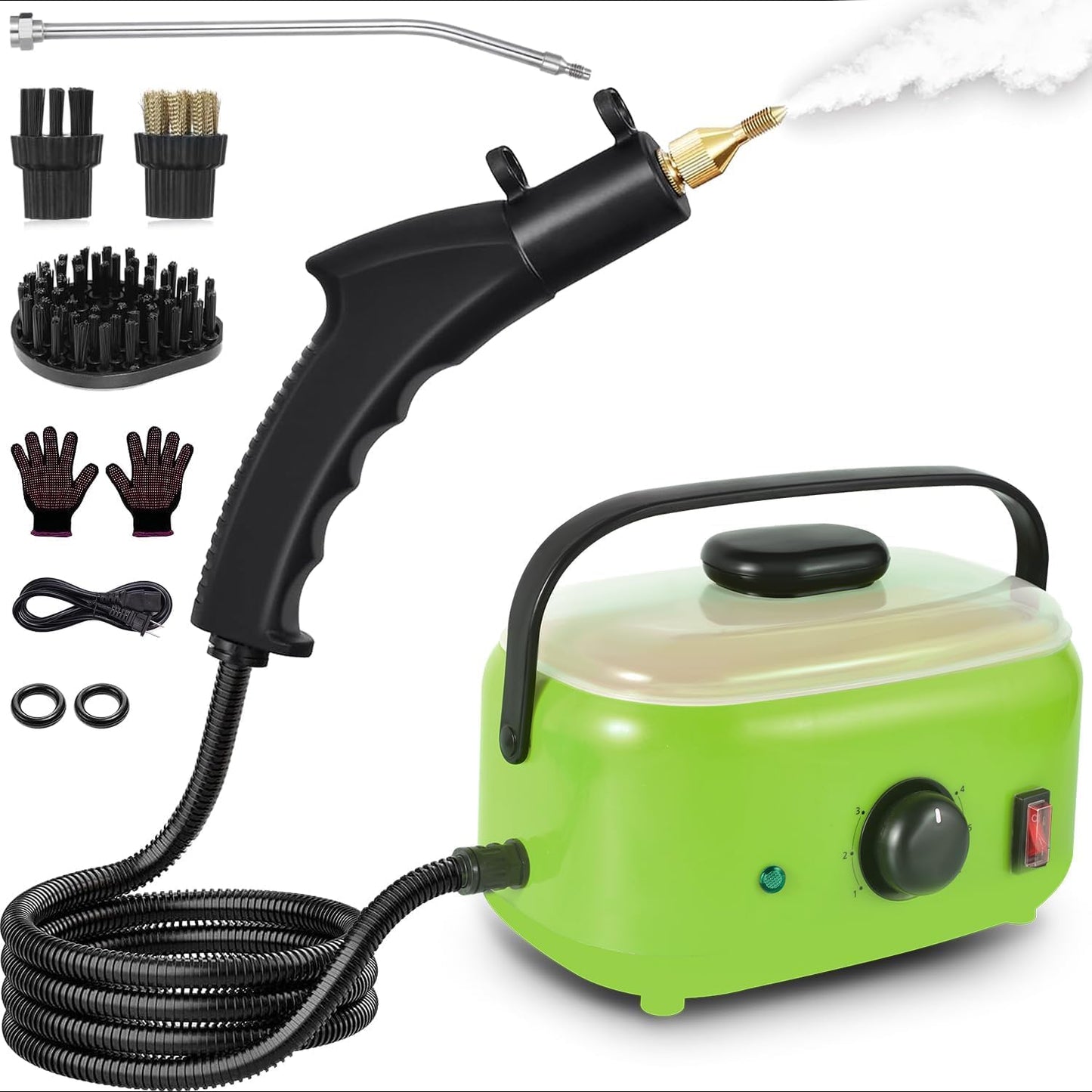 Steam Cleaner,15s Heat-Up,1.6L Tank,3-Level Adjustable Handle,2500W Steamer for Cleaning,Portable Steamer for Cleaning with 16PCS Accessories,Steam Cleaner for Home,Car,Dirt,Grease,Grout,Tile,Couch