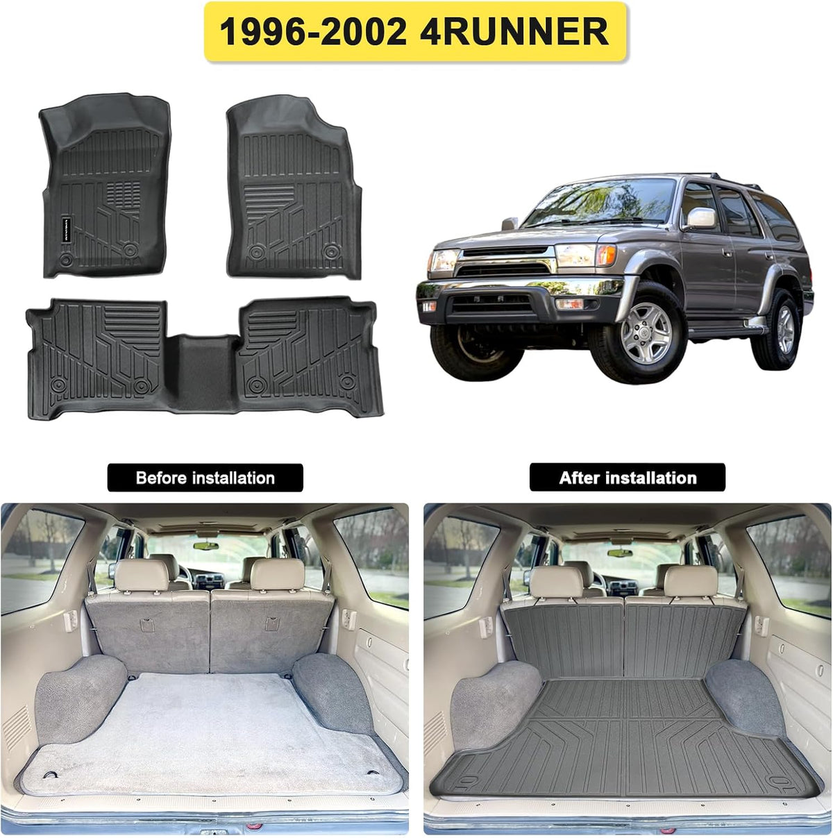 Floor Mats & Trunk Mat for 2012-2017 Chevy Equinox/GMC Terrain,TPE All Weather Protection 2 Rows Car Floor Liners with Cargo Liners for Chevrolet Equinox Accessories
