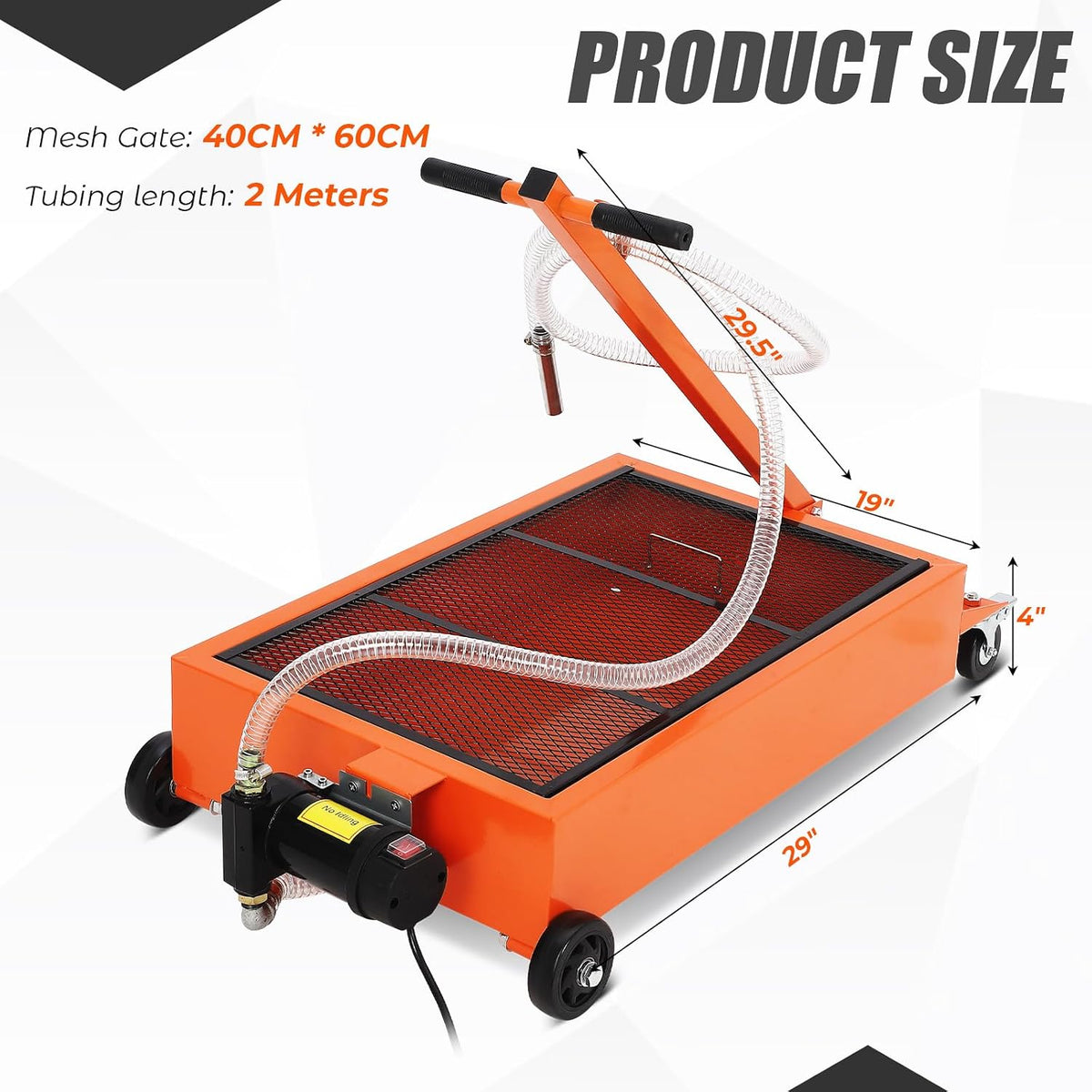 20 Gallon Manual Oil Drain Pan,Low Profile Oil Drain Pan with 110V Electric Pump,76L Oil Change Pan with 8.2ft Hose & Folding Handle, Rolling Oil Drain Cart for Car, SUV, Trucks Oil Draining