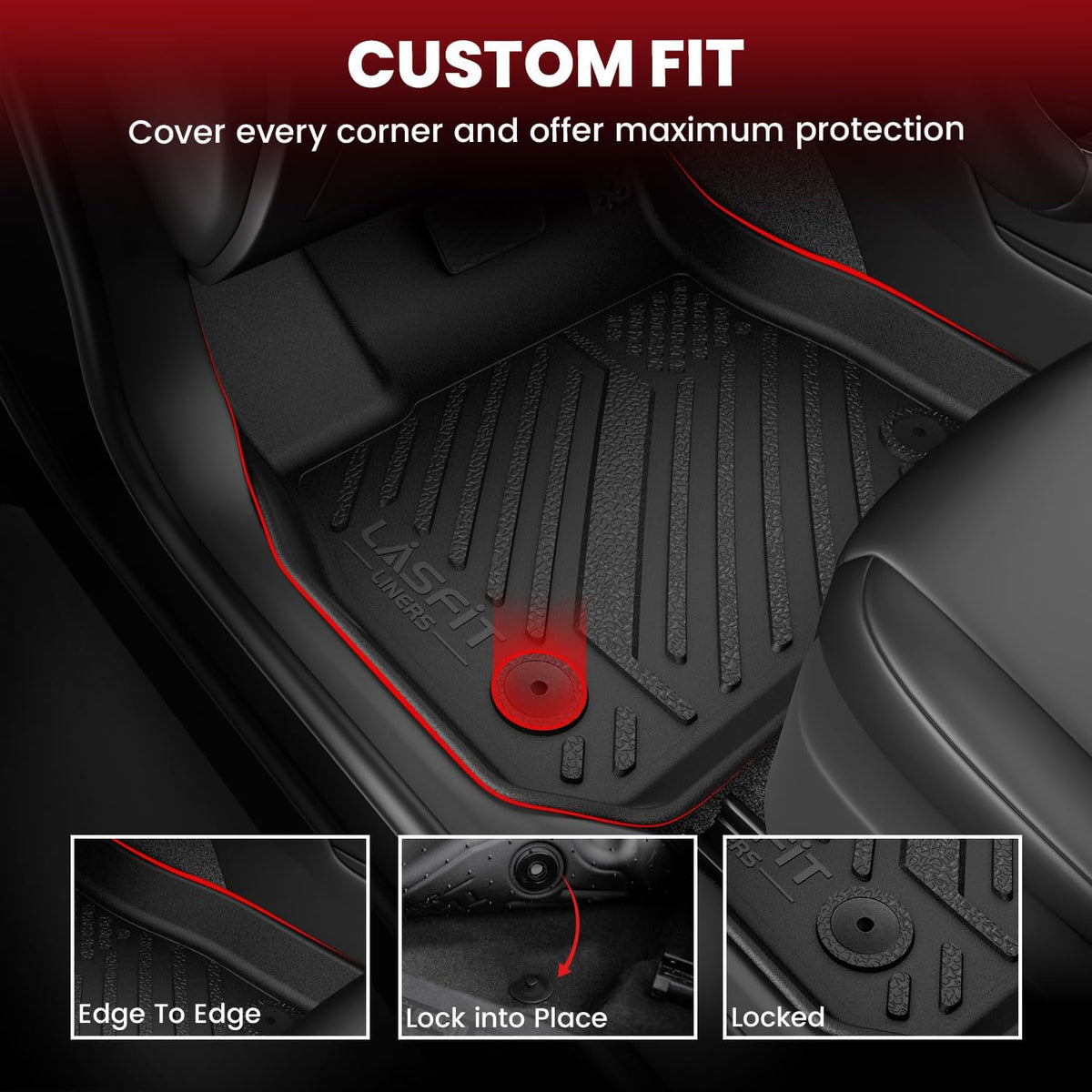 LASFIT Floor Mats and Cargo Liner for Honda CR-V 2026 2025 2024 2023 (Gasoline & Hybrid & e:FCEV), All Weather TPE Car Trunk Mat (Upper Position), 1st & 2nd Row & Trunk Liner Full Set Black