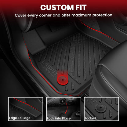 LASFIT Floor Mats and Cargo Liner for Honda CR-V 2026 2025 2024 2023 (Gasoline & Hybrid & e:FCEV), All Weather TPE Car Trunk Mat (Upper Position), 1st & 2nd Row & Trunk Liner Full Set Black