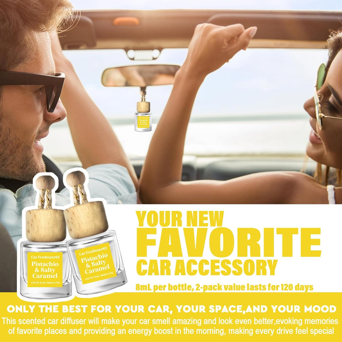 HoogaLife Car Air Freshener Diffuser 2 Pack Hanging Air Freshener Diffuser - Vanilla Cream Fragrance Oil Air D iffuser for Car, 45+ days Long Lasting Fragrance Made in USA C ar Air Fresheners (V54)