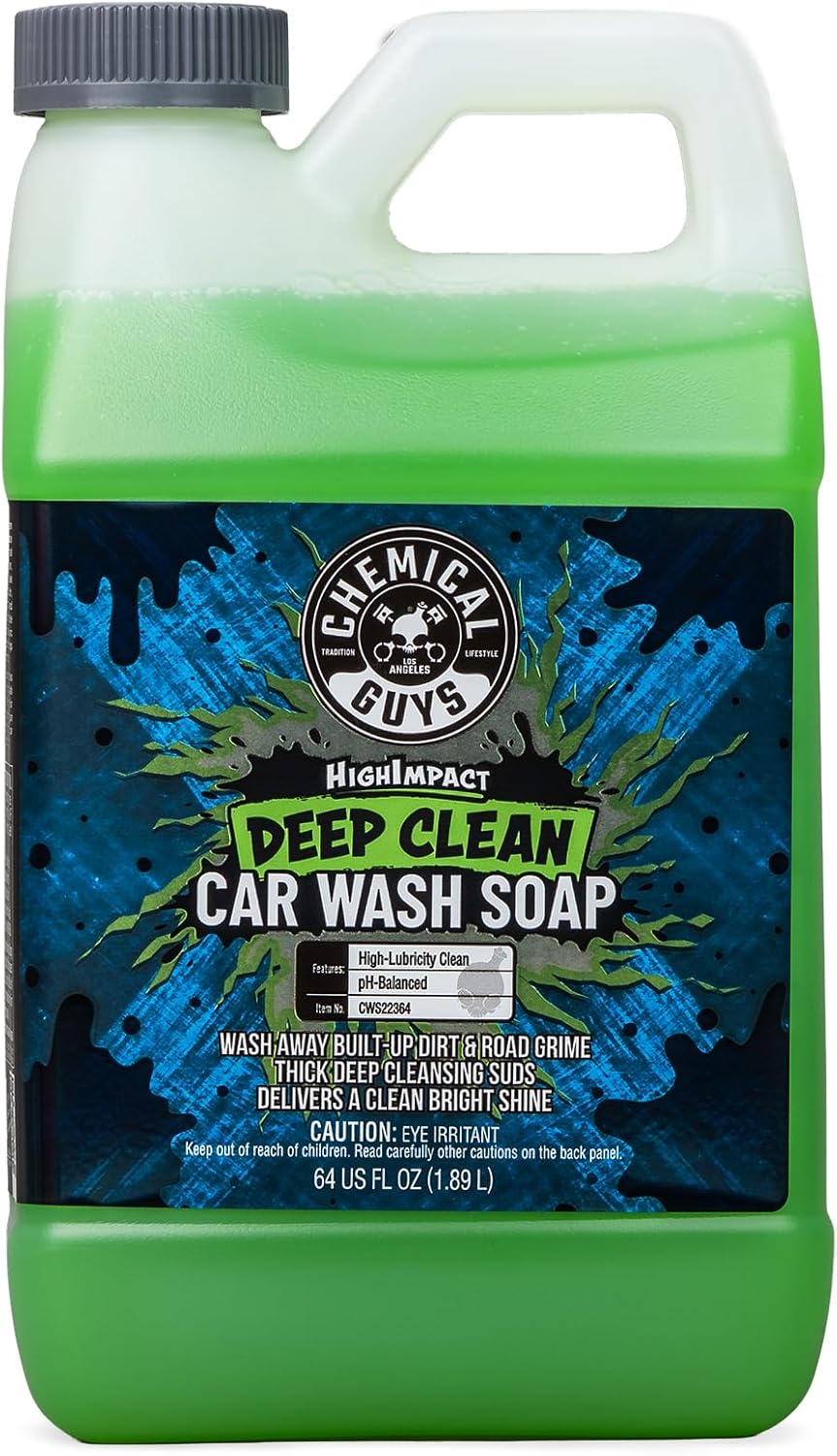 Chemical Guys High Impact Car Wash Soap, Deep Cleaning Vehicle Shampoo With Thick High Lubricity Suds, For Paint, Clear Coat, Wheels, and Exterior Surfaces - 64 Fl Oz