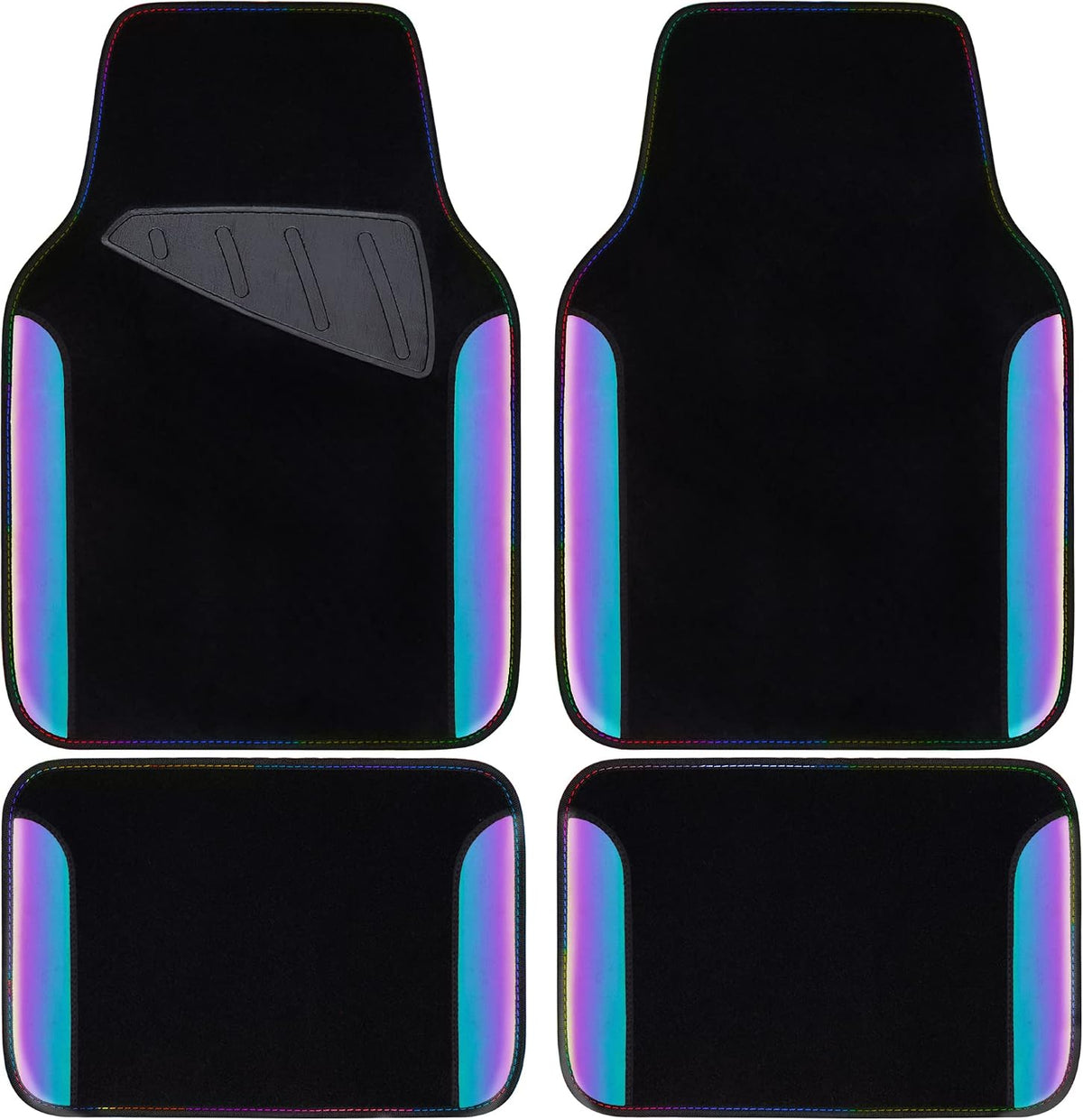 CAR PASS Waterproof Universal Fit Car Floor Mats, Faux Leather Car Carpet Mats, Black Car Mats with Anti-Slip Nibbs Backing & Driver Heel Pad Fit for SUV,Vans,sedans, Trucks,Set of 4pcs(All Black)
