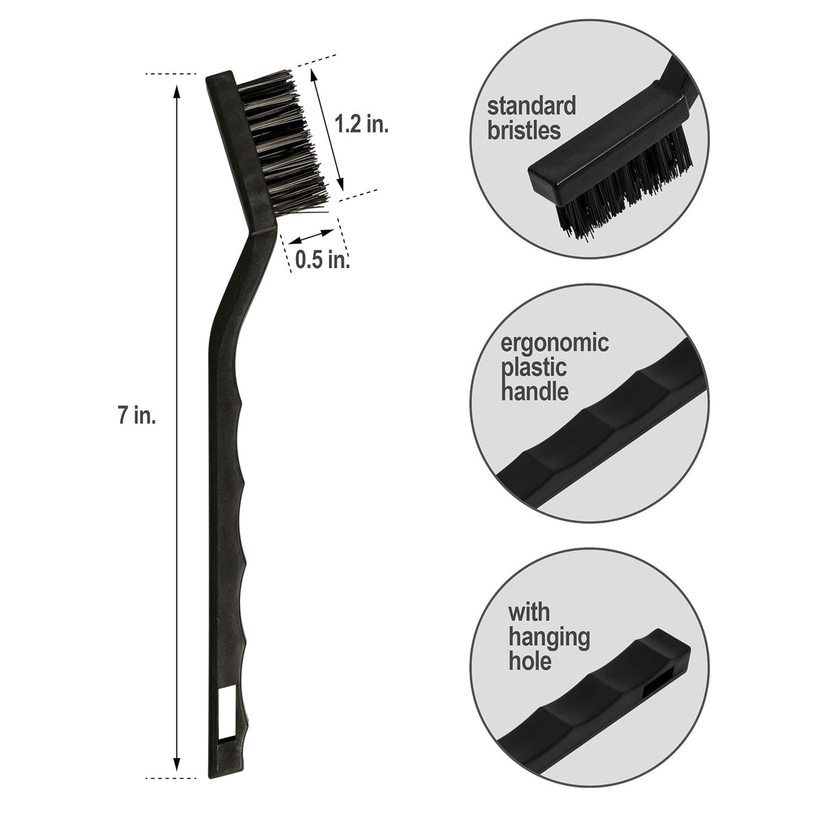 6Pcs Wire Brush Set, Stainless Steel/ Brass/ Nylon Bristle Brushes for Cleaning Rust, Scratch Wire Brushes for Cleaning Welding Slag, Paint and Dirt Removal