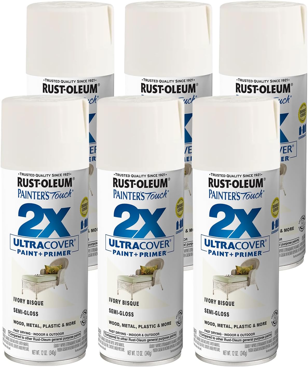 Rust-Oleum 334029 Painter's Touch 2X Ultra Cover Spray Paint, 12 oz, Gloss Clear - Colors E